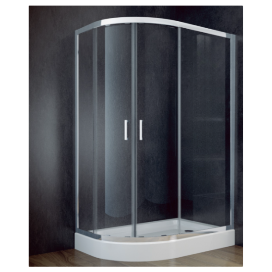 Kabina prysznicowa MODERN  asymetryczna  przejrzyste szkło 100x80 cm uniwersalna